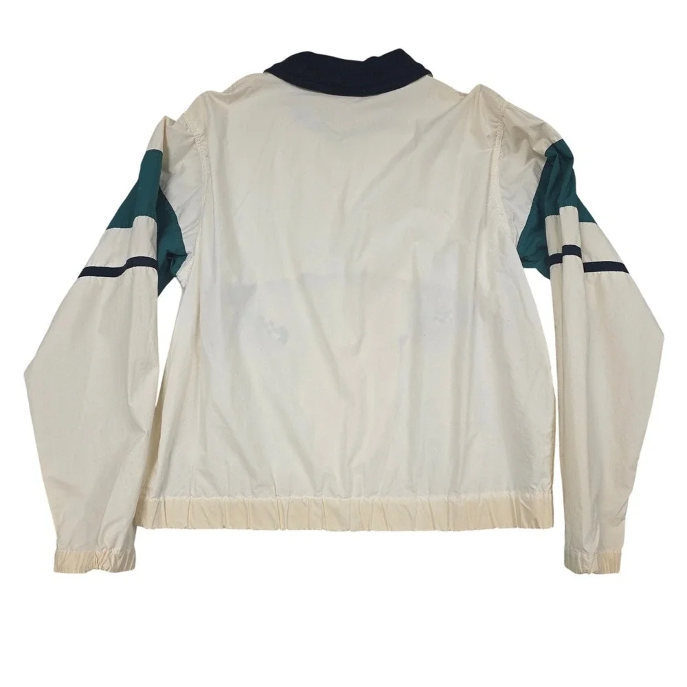 Vintage 90s Nautica Windbreaker Jacket Men's Large Cream Colorblock Retro Sporty